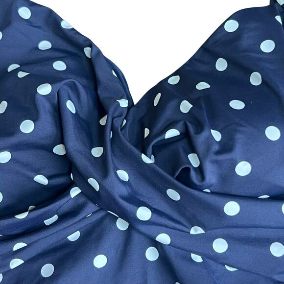 Lands' End Navy Blue Polka Dot Tankini Swim Tank Top Plus 16D NWT - Picture 3 of 10